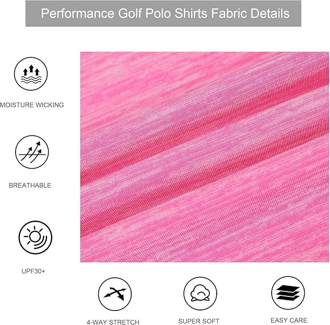 Alex Vando Mens Golf Shirt Moisture Wicking Quick-Dry Short Sleeve Casual Polo Shirts for Men