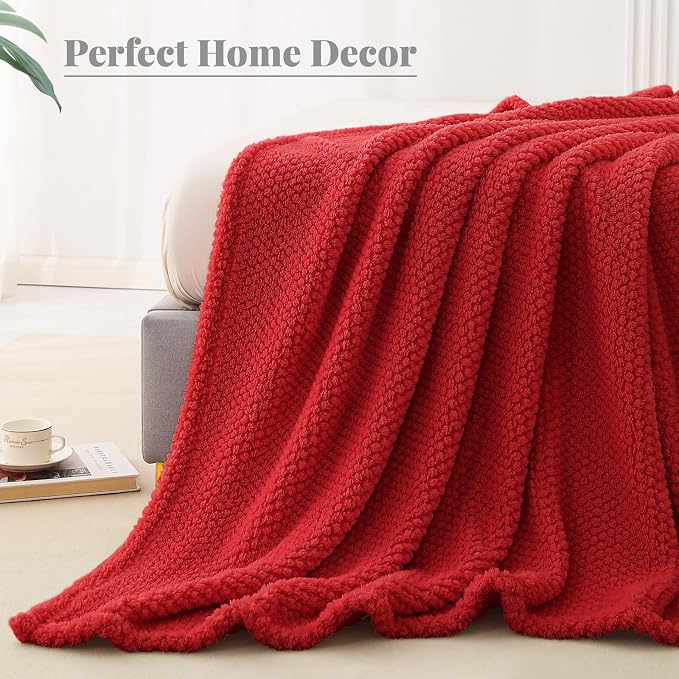 Whale Flotilla Soft Fleece King Size Bed Blanket, Red | 90x104 Inch, Suitable for Bed, Fluffy Fuzzy Jacquard Blankets for All Season, Lightweight and Cozy