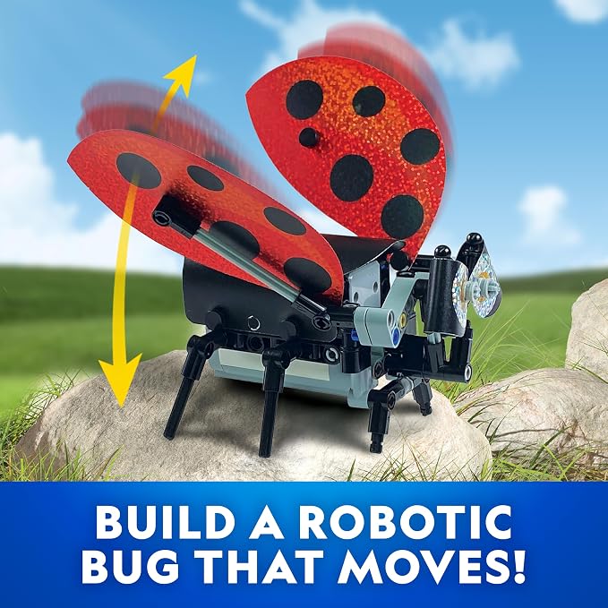 National Geographic Robotic Bug Engineering Science Kit for Kids | Build a Robot Insect, Flapping Wings, Butterfly, Ladybug, and Beetle Skins, Animatronic Engineering, STEM Activity