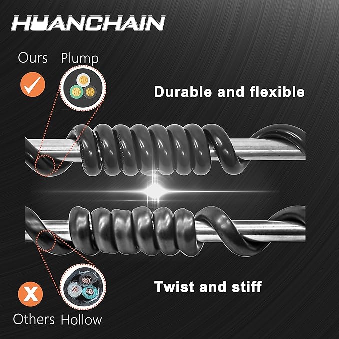 HUANCHAIN 4 FT（2 Pack） 16 Gauge Black Indoor Outdoor Extension Cord Waterproof, Flexible Cold Weather 3 Prong Electric Cord Outside, 13A 1625W 125V 16AWG SJTW, ETL Listed