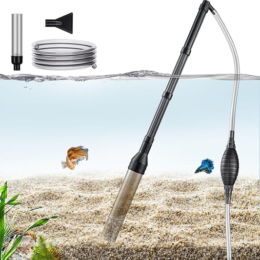 Carefree Fish Aquarium Gravel Vacuum Sand Cleaner with 6Ft Pipe Fish Tank Water Changer Adjustable Length ABS(for 20~100Gal Tank)