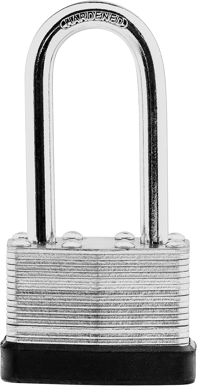 8-Pack Keyed Alike Laminated Steel Padlocks Keys, 1-3/4" Wide, Heavy Duty Long Pad Lock Set with Same Keys