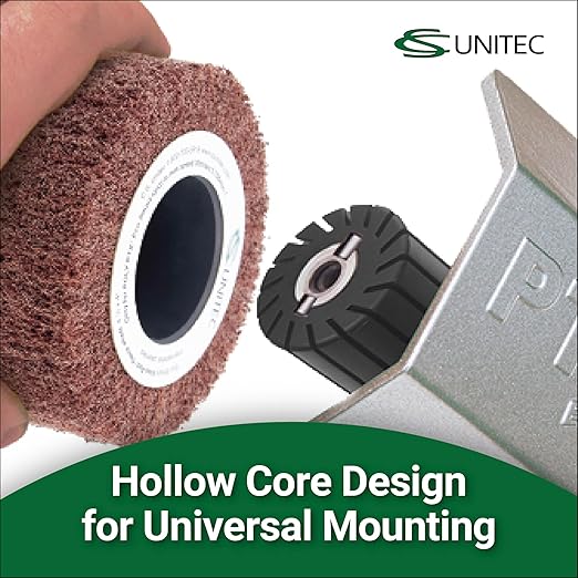 C.S. Unitec PTX Fleece Nonwoven Wheel | 280 Grit Metal & Wood Grinder Polisher Tool Wheel Attachment | 4" Diameter x 4-1/8" Wide (47414)