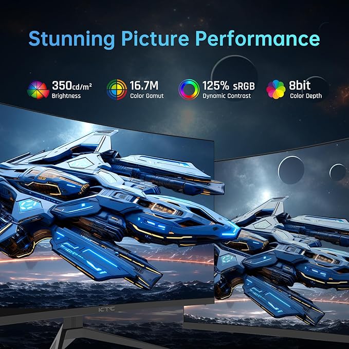 KTC 32 inch 240Hz Curved Gaming Monitor, 1080P Curved Monitor 1ms, H32S17F | 1500R, Adaptive Sync, HDR10, 125%sRGB, HDMI 2.0 x2 & DP1.4 x1, VESA, Tilt Adjustable, for Xbox PS5 Switch, Black