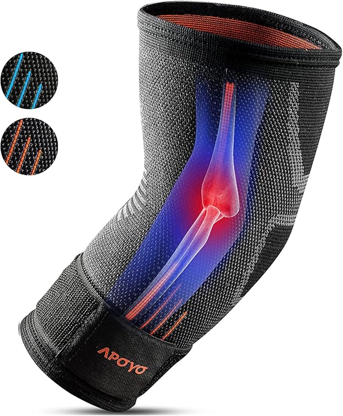 APOYO Elbow Brace for Tendonitis and Tennis Elbow, Compression Sleeve for Arthritis, Workouts, Reduce Joint Pain During Fitness Activity (Medium)