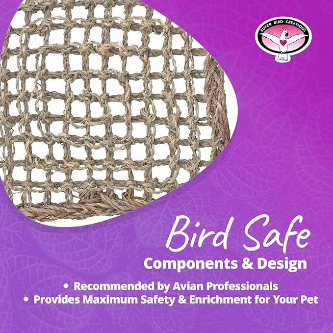 Super Bird Creations SB50005 Seagrass Mat for Cage Decor, Pet Enrichment and Boredom Relief - Versatile Toy-Making Base- Ideal for Parrots - Small to Large Birds & Reptiles - 12"x14" (1 Pack)