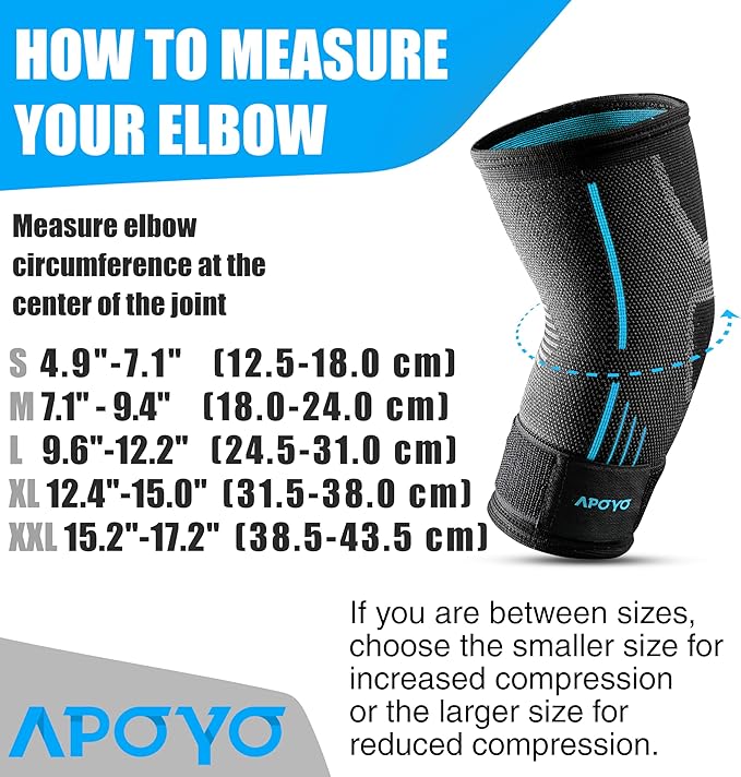 APOYO Elbow Brace for Tendonitis and Tennis Elbow, (Pair) Compression Sleeve for Arthritis, Workouts, Reduce Joint Pain During Fitness Activity (X-Large)
