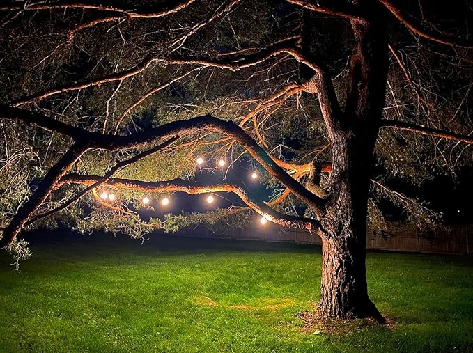 Magictec LED Shatterproof String Lights Commercial Grade with 15 Hanging Sockets 48 Ft Black Outdoor Weatherproof Cord Strand for Patio Garden Porch Backyard Bistro Gazebo Party Deck Yard