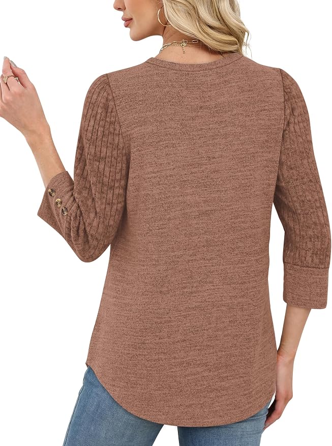 WIHOLL 3/4 Length Sleeve Womens Tops Sweaters Shirts Lightweight Spring Outfits 2026 Winter Clothing S-2XL
