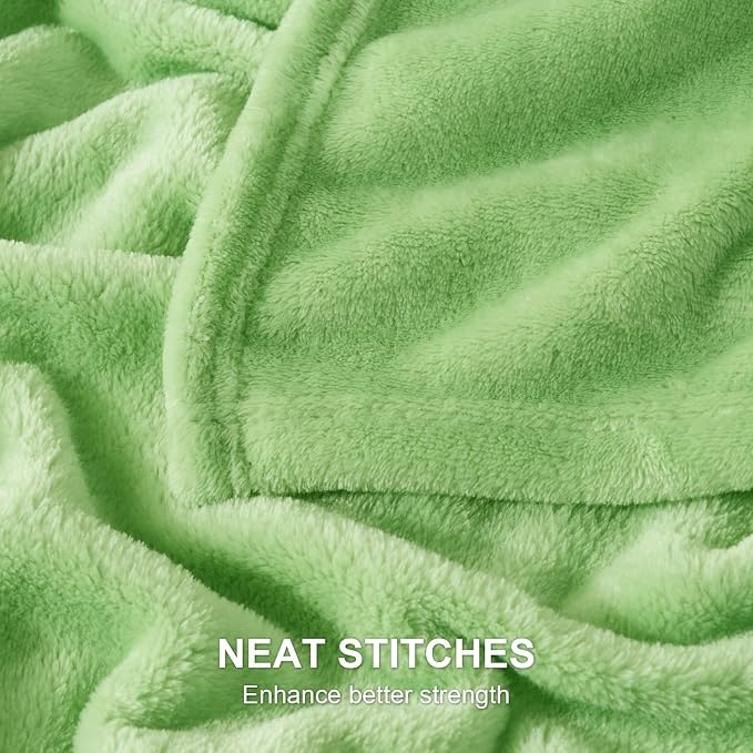Hansleep Twin Grass Green Fleece Blanket, Soft Flannel Bed Blanket | Fuzzy Cozy Blanket 60x80 Inches, Multi-use for Bed, Sofa, Couch, Travel, Camping, All Season Warm Lightweight Cover