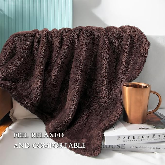 Exclusivo Mezcla Fuzzy Plush Fleece Bed Blanket Twin XL Size, Coffee | 90x66 Inches, Super Soft and Cozy Bed Blanket, Fluffy Blanket for Bed, College Dorm Room Essentials, All Season