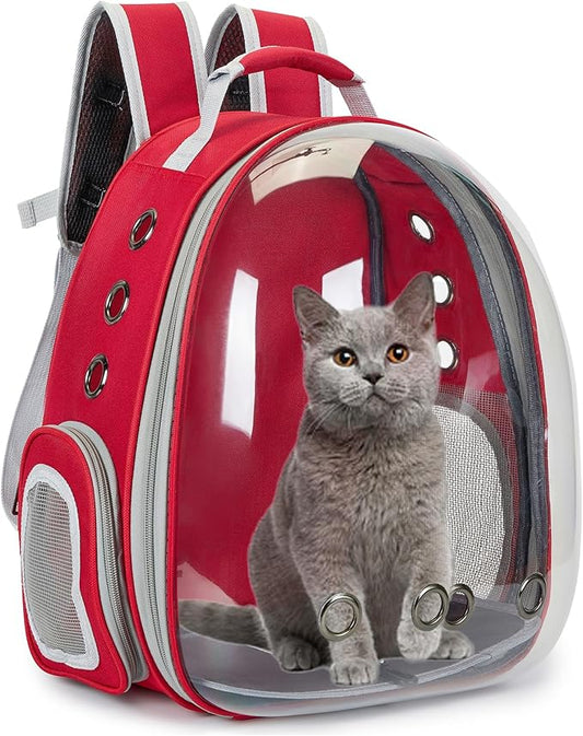 Cat Bubble Backpack Carrier for Small Medium Dogs Cats Carrying Bag, Airline Approved Pet Travel Carrying Bag Dog Hiking Walking Outdoor Backpack (Red)