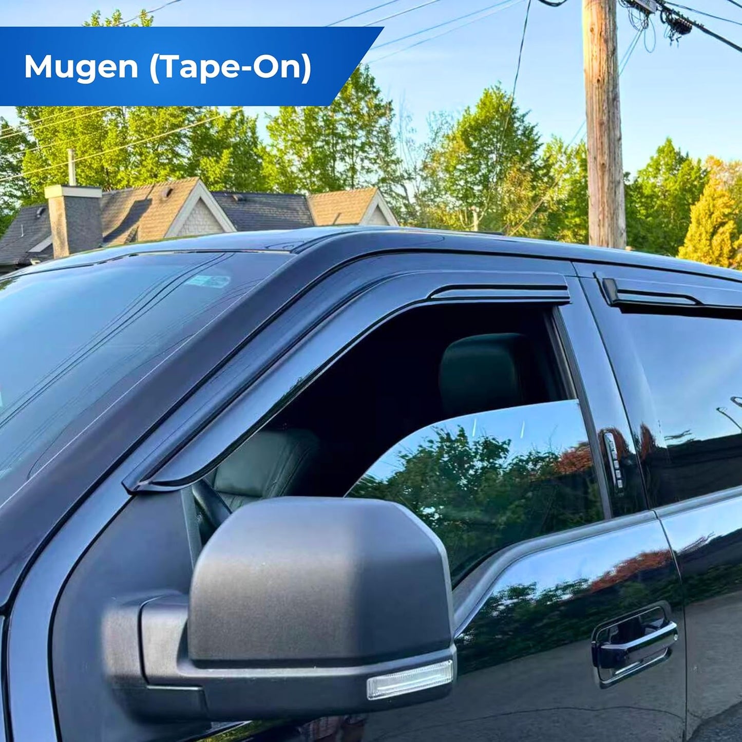 KPY Window Visor Compatible with Ford Focus Sedan 2008-2011 (Excludes Hatchback), 4PC Rain Guard Side Window Vent Deflectors Tape-On Mugen Style, 2008 2009 2010 2011