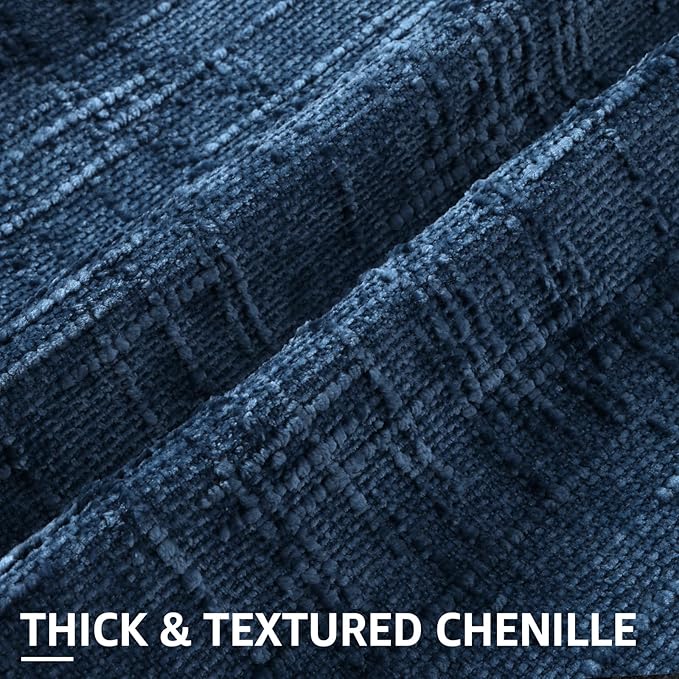 decorUhome Textured Chenille Throw Pillow Covers 26x26 Set of 2 Navy Blue | Fall Modern Farmhouse Soft Cozy Slubby Couch Pillow Cases Boho Decorative Pillow Cases for Bed Sofa Living Room Home Decor