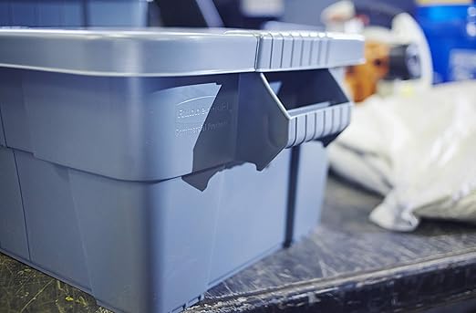 Rubbermaid Commercial Products BRUTE Tote Storage Bin with Lid, 14-Gallon, Gray, Rugged/Reusable Boxes for Moving/Camping/Garage/Basement Storage, Pack of 6
