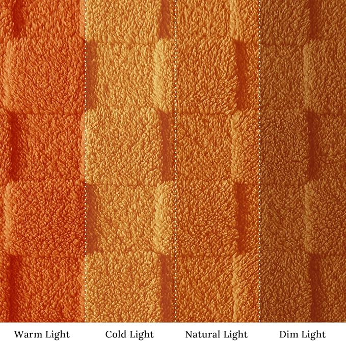 Exclusivo Mezcla 3D Checkered Fleece Queen Blanket for Bed, Burnt Orange | Super Soft and Cozy Fluffy Blanket, Lightweight, Breathable, Decorative Blanket for Living Room, Bedroom, All Season, 90"x90"