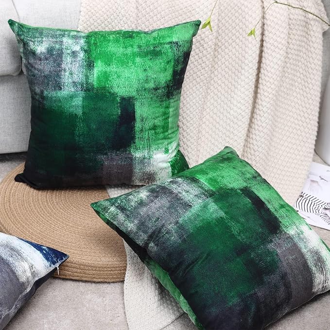 Throw Pillow Covers for Couch, 20x20 Inch, 2 Pack, Green | Decorative Throw Pillow Covers Cushion Covers for Couch Bedroom Sofa Living Room