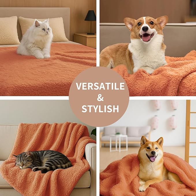 Pet Blankets for Couch Sofa Bed Dog Blankets Reversible Cat Blanket Soft Furniture Protector Cover for Small Medium Large Dogs Cats, Brown, 24 x 31 inches