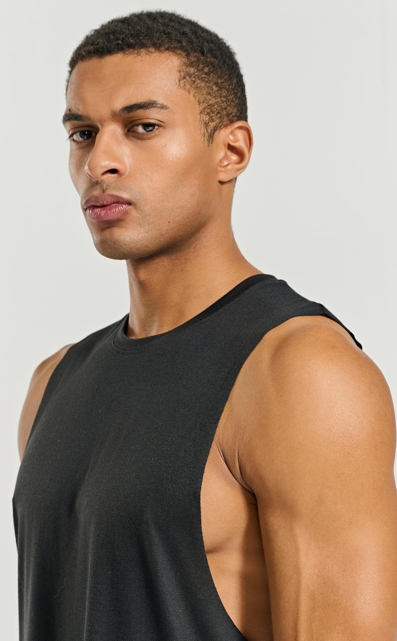 Project Titan Men's Workout Drop Arm Tank Top Cut Off Sleeveless Gym Shirts