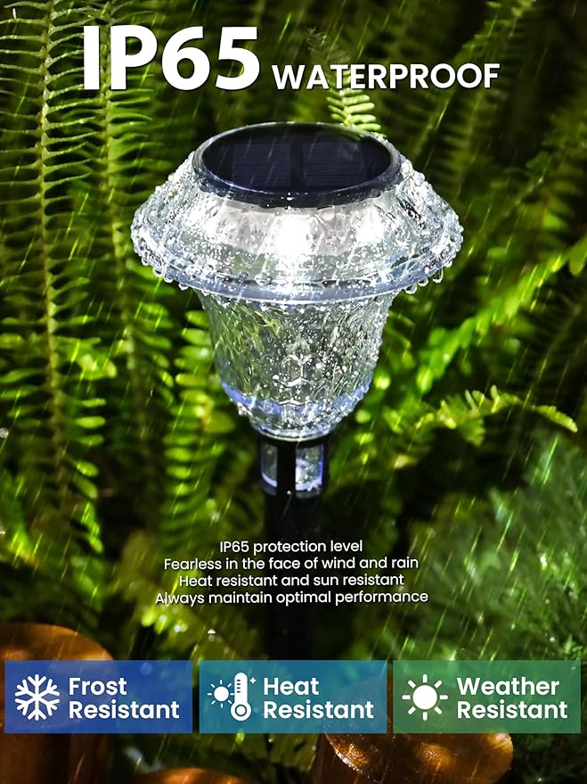 SOLPEX Solar Pathway Lights Garden Decor for Yard, Garden Lights Solar Powered Waterproof Landscape Lighting, Solar Outdoor Lights Porch Decor for Path Walkway Driveway (8 Pack Cold White)