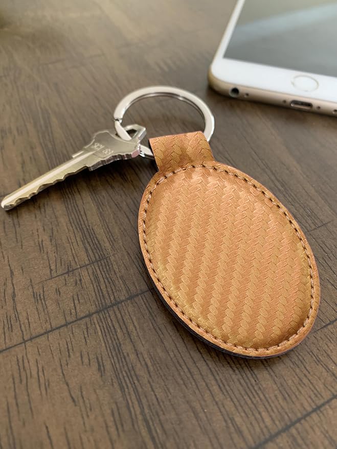 LaserGram Oval Keychain, Golf Ball, Personalized Engraving Included (Carbon Fiber Bronze)