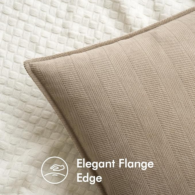 MIULEE Pack of 2 Khaki Decorative Chenille Pillow Covers 20x20 Inch | Soft Couch Throw Pillows,Farmhouse Cushion Covers with Elegant Design for Sofa,Bedroom,Living Room,Spring Home Decor