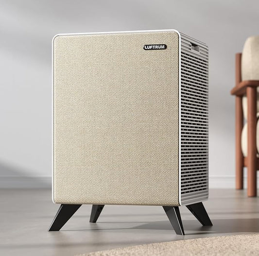 Air Purifiers for Home Large Room Up to 2250 ft² - Remove 99% of Smoke Allergies Pet Dander Odor - Dual 3-Stage Filter of Washable Filter and with AQI, Auto Mode, Sleep Mode, Beige, Large