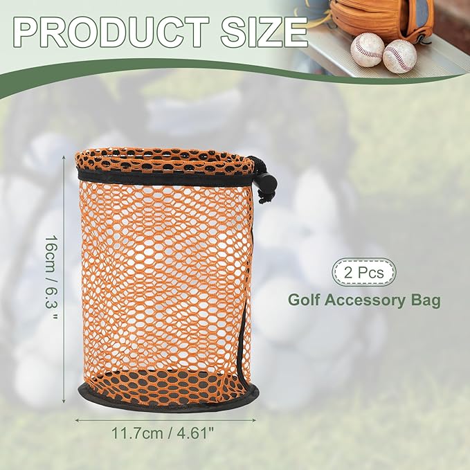 Golf Ball Storage Bag Nylon Mesh Golf Pouch with Adjustable Drawstring Closure for Balls Outdoor Sports Supplies