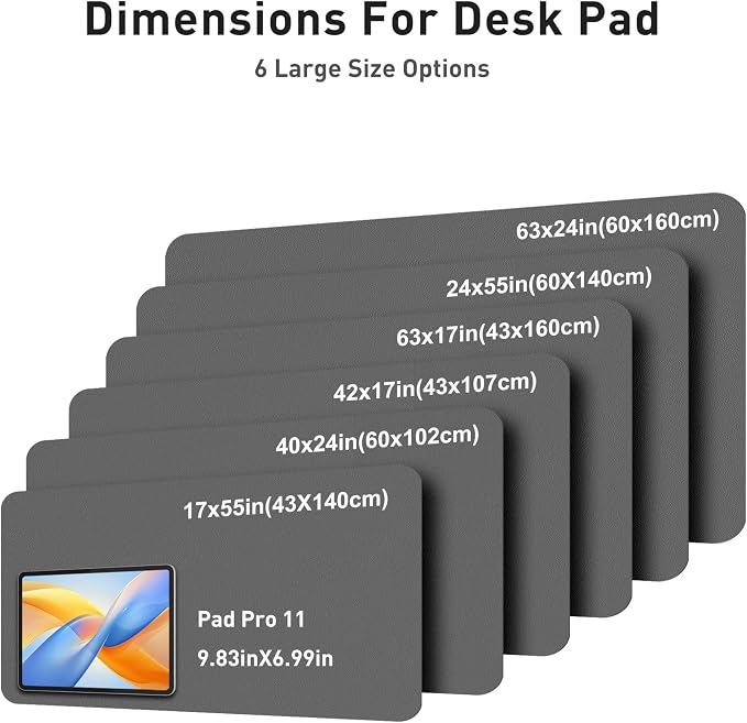 Aothia Faux Leather Desk Mat - Large Mouse Pad, Non-Slip PU Leather Blotter, Waterproof Writing Surface for Office and Home (Grey, 40" x 24")