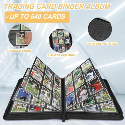 GERMUN Trading Card Binder - Premium 9 Pocket Album for 540 Cards | Double-Sided MTG & TCG Storage (Black)