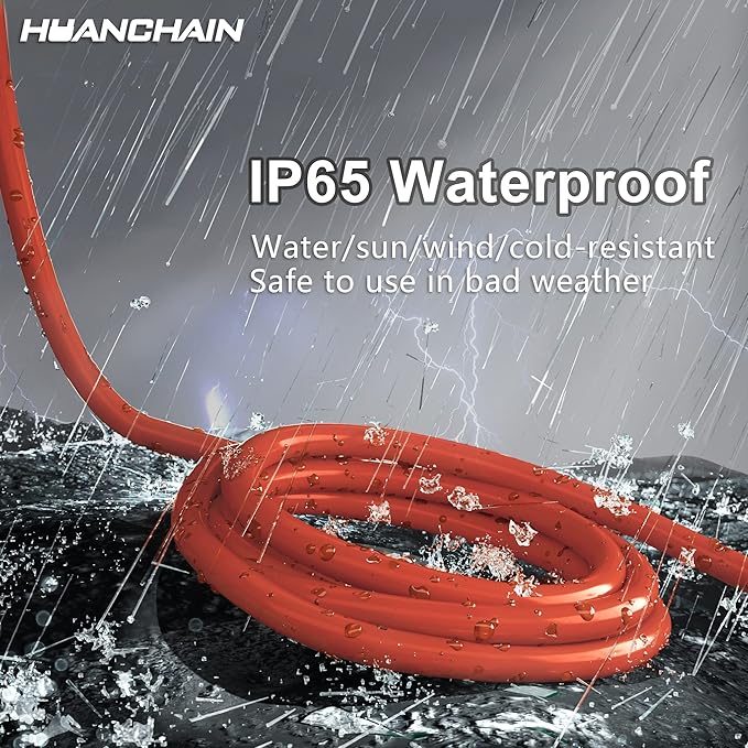 HUANCHAIN Indoor Outdoor Extension Cord 50 ft Waterproof, 16/3 Gauge Flexible Resistant Appliance Extension Cord Outside, 13A 1625W 16AWG SJTW, 3 Prong Electric Cable Orange, ETL