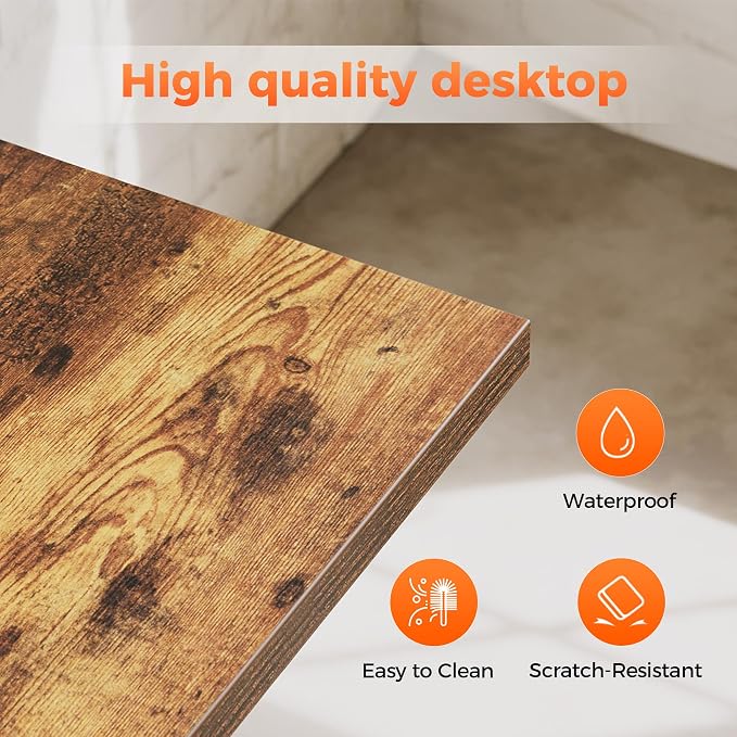 Mericonia 39x20 Inch Computer Desk with Wheels, Small Simple Rolling Desk | Writing Table for Home Office Bedroom Work Study, Brown
