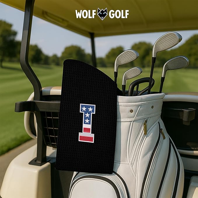 Wolf Golf Towels USA Monogrammed Personalized Golf Towel | Custom Golf Towels for Golf Bags for Men or Women