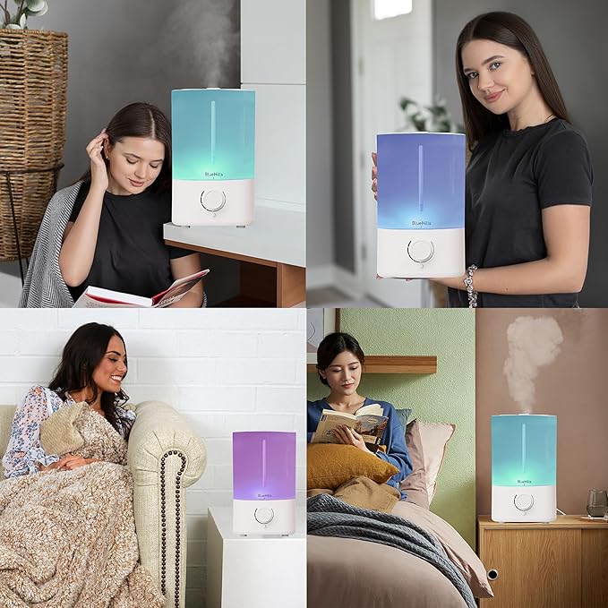 BlueHills Premium Set of Two Large 5000 ML XL and 2000 ML Essential Oil Diffusers Humidifier Combo for Large Room Home with Décor LED Lights Great Gift – Value Pack of White and Dark Wood Grain