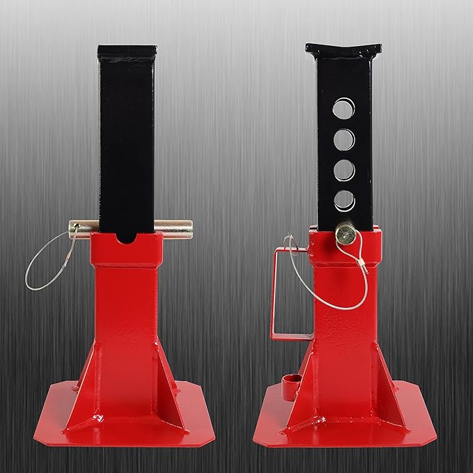 Torin ATZ120005B Heavy Duty Pin Style Adjustable Height Automotive Jack Stands, 12 Ton (26,400 lb) Capacity, Red, 1 Pair