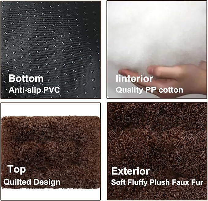 Dog Crate Mat, Dog Bed for Large Dogs, Comfy Fluffy Kennel Pad Anti-Slip for Dog beds & Furniture, Quilted Dog Bed for Pets for Medium/Small Dogs Cats (Color : Coffee, Size : 30x21)
