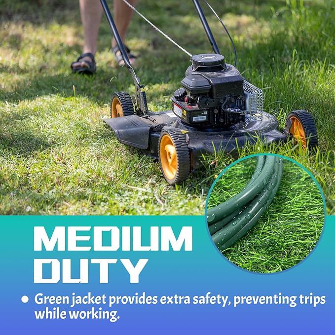 Indoor Outdoor Extension Cord 10 FT, 16/3 SJTW Weatherproof Green Electrical Cords, 13 AMP Heavy Duty 3 Prong Power Cable Great for Garden, Landscaping & Holiday Decorations