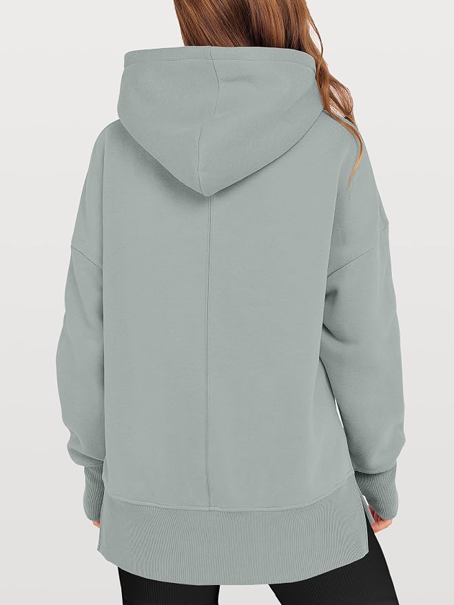 ANRABESS Womens Oversized Hoodies Long Sleeve Fleece Side Slit Hooded Sweatshirts Pullover 2026 Fall Outfits Y2K Clothes