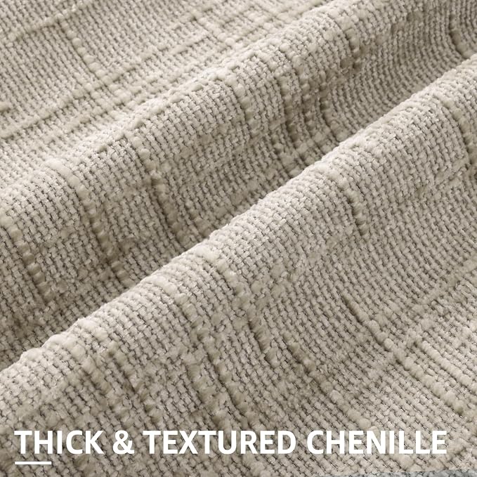 decorUhome Textured Chenille Throw Pillow Covers 20x20 Set of 2 Light Brown | Fall Modern Farmhouse Soft Cozy Slubby Couch Pillow Cases Boho Decorative Pillow Cases for Bed Sofa Living Room Home Decor