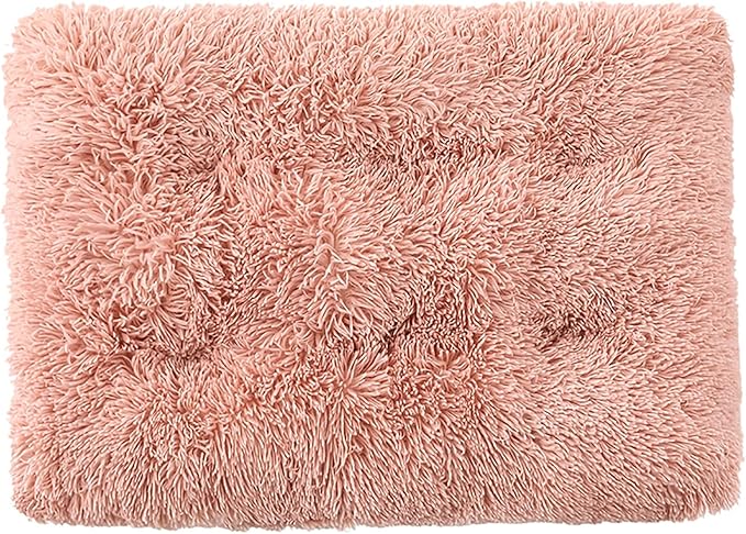 Dog Crate Mat, Dog Bed for Large Dogs, Comfy Fluffy Kennel Pad Anti-Slip for Dog beds & Furniture, Quilted Dog Bed for Pets for Medium/Small Dogs Cats (Color : Pink 2, Size : 16.9x11)