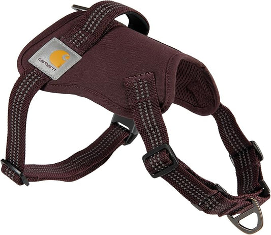 Carhartt Nylon Duck No Pull Dog Harness, Fully Adjustable Dog Harness with Quick Control Handle and Reflective Accents, Deep Wine, Small
