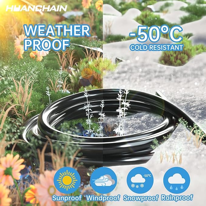 HUANCHAIN Black Outdoor Extension Cord 50 ft Waterproof, Indoor 16/3 Gauge Flexible Resistant Appliance Extension Cord Outside, 13A 1625W 16AWG SJTW, 3 Prong Electric Cable, ETL Listed