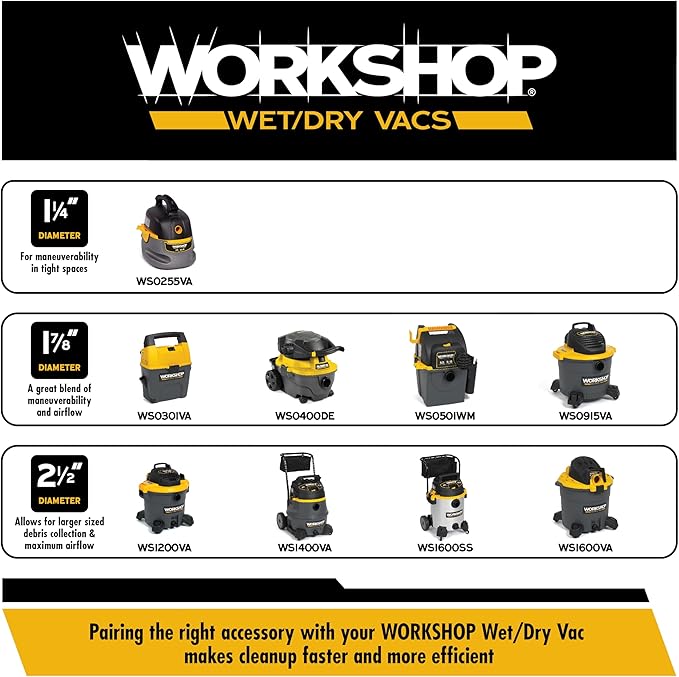 WORKSHOP Wet/Dry Vacs Shop Vacuum WS0400DE 4-Gallon 6.0 Peak HP Portable Wet Dry Vacuum Cleaner with Detachable Leaf Blower, Filters, Bag, Hose and Attachments for Indoor/Outdoor Cleaning and Blowing