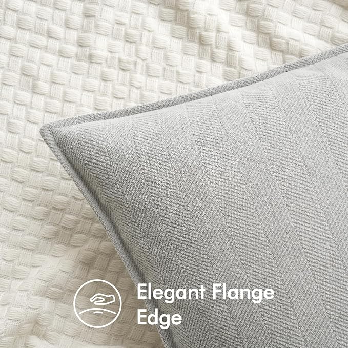 MIULEE Pack of 2 Light Grey Euro Shams Chenille Pillow Covers 22x22 Inch | Decorative Soft Couch Throw Pillows,Farmhouse Cushion Covers,Elegant Design for Sofa,Bed,Living Room,Summer Decor