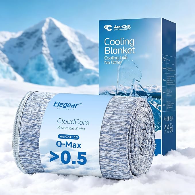 Elegear Arc-Chill 3.0 Cooling Blankets for Hot Sleepers, Twin Size, Blue | Q-Max>0.5 Cooling Fabric, Absorbs Heat to Keep Body Cool, Breathable Summer Blankets for Night Sweats & Menopause, 79"x86"
