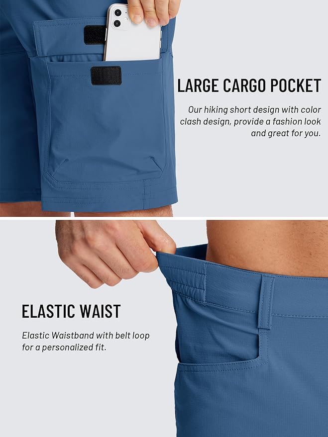 TACVASEN Men's Summer Outdoor Shorts Quick Dry Cargo Casual Work Hiking Shorts (NO Belt)