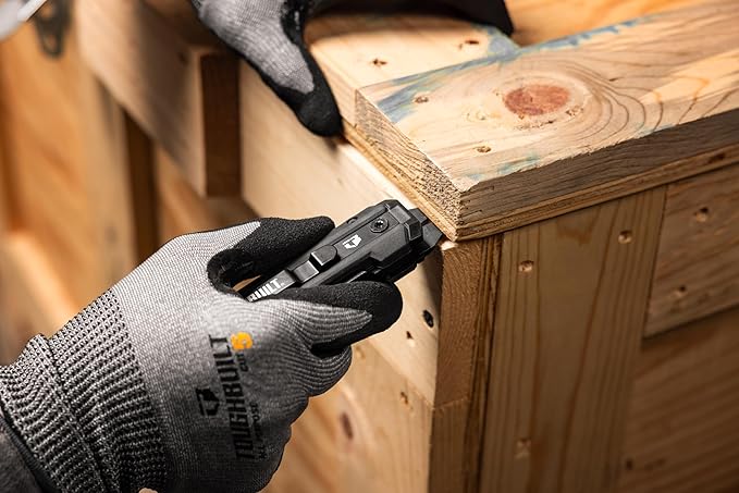 ToughBuilt – Prybar Utility Knife, Heavy-Duty Folding Utility Knife with Built-In Prybar, Scraper Edge, Wire Cutter, and Quick-Change Blade Release, All-Metal Construction (TB-H4-12-I)