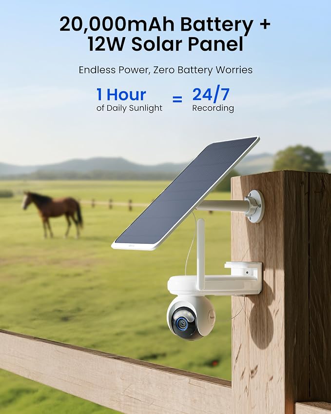 REOLINK Security Cameras Wireless Outdoor, Solar Camera for Home Security | 24/7 Continuous Recording, 2K ColorX Night Vision, 6 Months Battery Life, Smart AI Detection & Auto Tracking, 12W Solar Panel