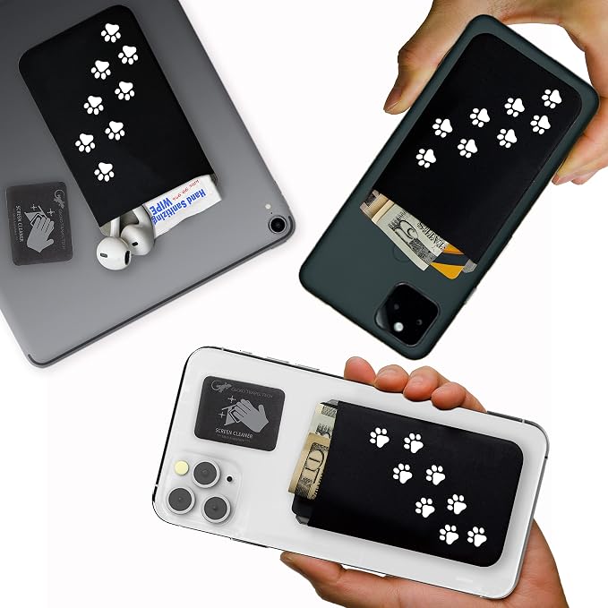 Phone Wallet - Adhesive Card Holder - Cell Phone Pouch - Stick on Lycra Pocket by Gecko - Carry Credit Cards and Cash