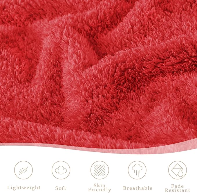 Exclusivo Mezcla Fleece Bed Blankets King Size for Bed, 90" x 104" | Super Soft and Cozy Fluffy Blanket for Women, Lightweight and Fuzzy Large Blanket for Bedroom , All Season, Red